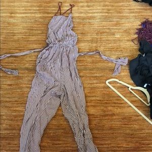 Urban outfitters red and white jumpsuit size M